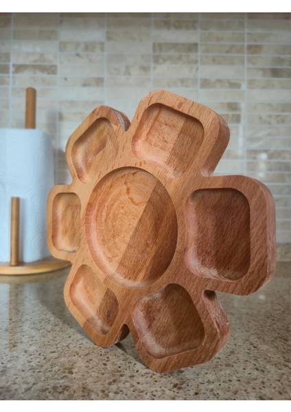 Çiçek Şekilli Ahşap Sunum Tahtası - 20 cm Çap - Kayın Ağacı - Kahverengi fiyatları