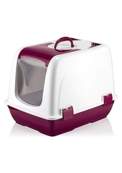 Mikopet Kapalı Küçük Kedi Tuvaleti Bordo