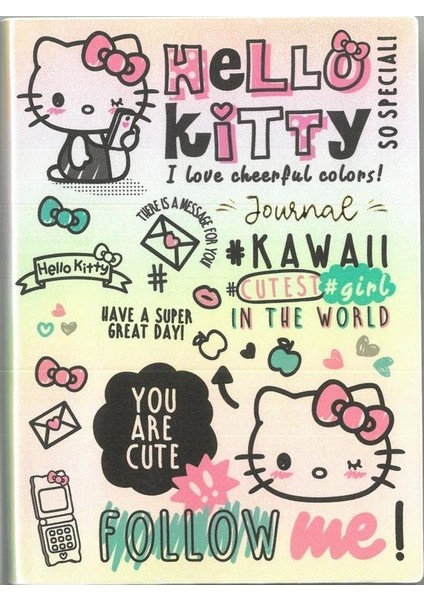 Vıctorıa's Journals 524-1932 Hello Kıtty Smyth Flexy Esnek Vegan Deri Kapaklı 13X18 80 Gr. 80 Yaprak Çizgili Defter
