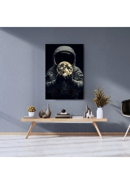 Kanvas Tablo Dijital Baskı Astronot ve Aytablosu Salon Duvar Tablosu