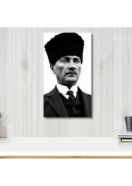 Kanvas Tablo Dijital Baskı Siyah Beyaz Atatürk Tablo Salon Duvar Tablosu