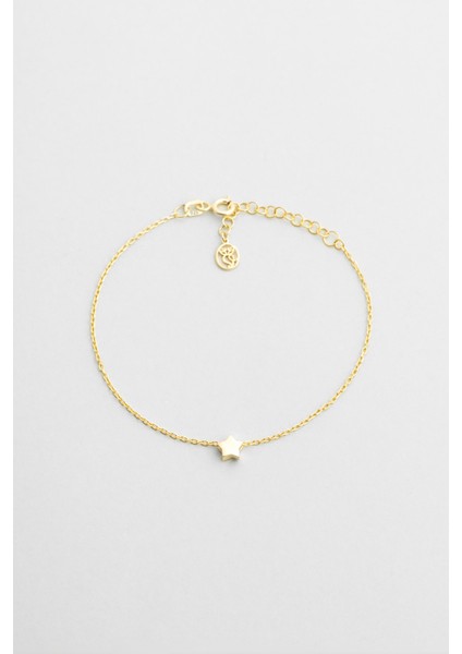 Little Star 18 Ayar Sarı Altın Kaplama Gümüş Minimal Bileklik