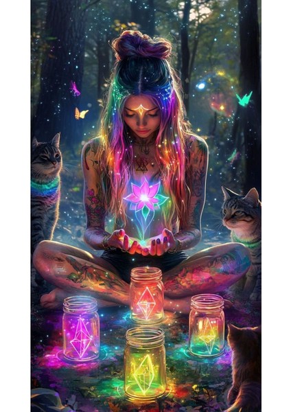 Hd Digital Baskı Yüksek Çözünürlük Kanvas Duvar Tablosu Mandala Çiçeği Astrolojik Terimler