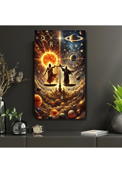 Kanvas Tablo Dijital Baskı Denge Temalı Astroloji Tablosu Salon Duvar Tablosu