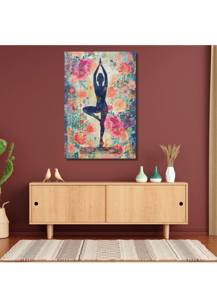 Kanvas Tablo Dijital Bask Renkli Yoga Temalı Salon Duvar Tablosu