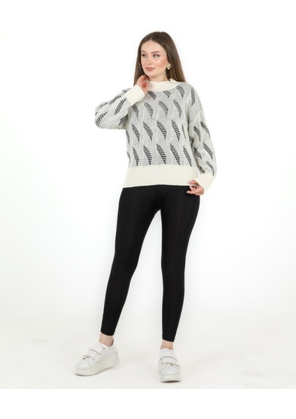 Bisiklet Yaka Yürütmeli Kazak Ekru