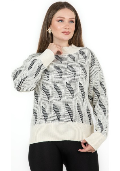 Bisiklet Yaka Yürütmeli Kazak Ekru fiyatları