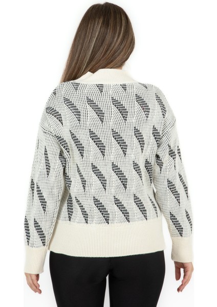 Bisiklet Yaka Yürütmeli Kazak Ekru indirimleri