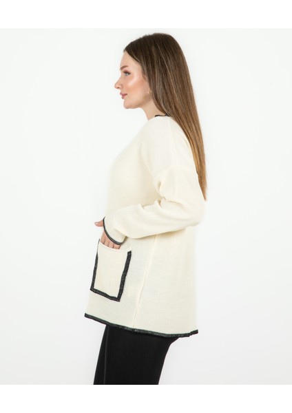 V Yaka Cepli Kazak Ekru modelleri