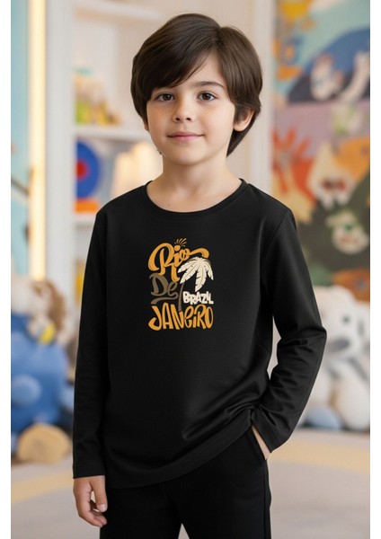 Erkek Çocuk Bisiklet Yaka Baskı Detaylı 3'lü Basic Sweatshirt fırsatları