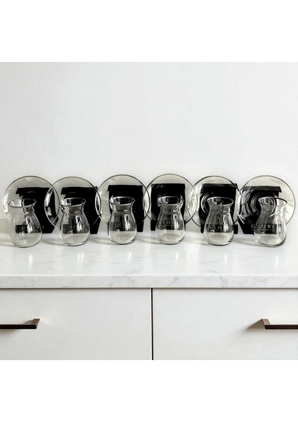 Cam Çay Bardağı ve Tabağı 6'lı Set modelleri