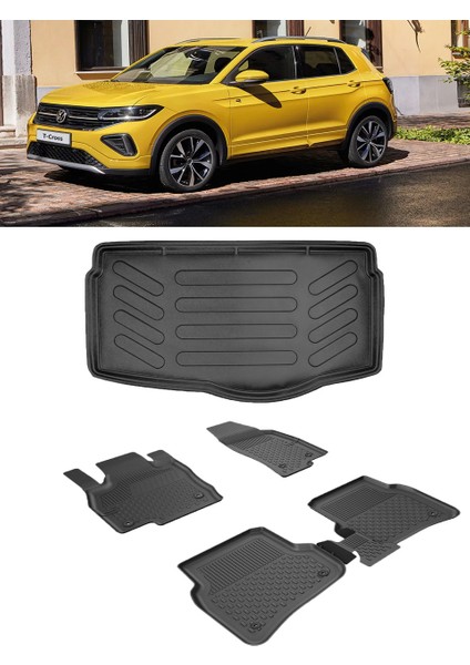 Volkswagen T-Cross 2022 ve Sonrası 4.5d Paspas 3D Rizline Alt Bagaj Havuzu Set