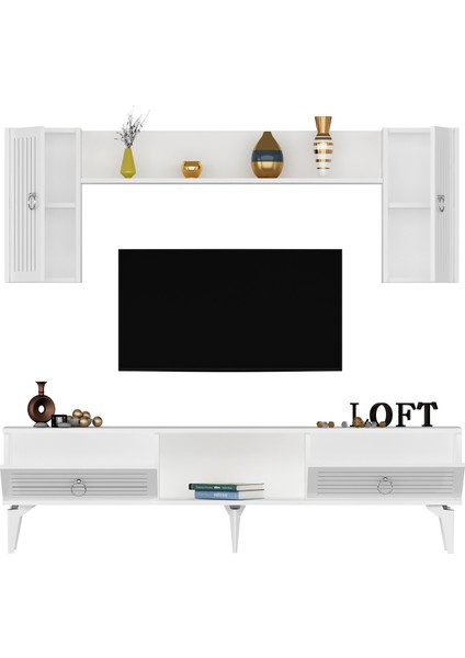 Aronact Tv Ünitesi ve Konsol 2'li Salon Takımı Beyaz Beyaz fiyatları