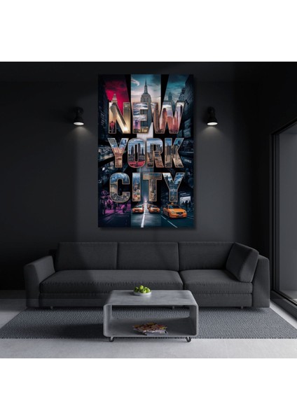 Uv Digital Baskı New York City Desenli Cam Duvar Tablosu Oofis Ev