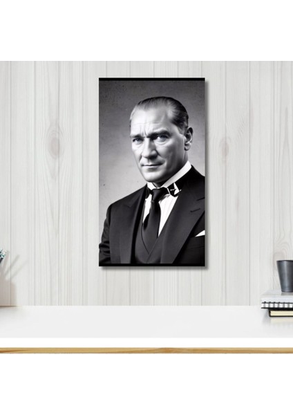 Kanvas Tablo Dijital Bask Siyah Beyaz Portre Atatürk Tablo Salon Duvar Tablosu