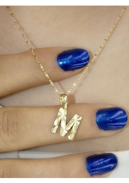 ZEYNEPLİ GOLD 14 Ayar Altın Küçük Füzyon M Harfli Kolye