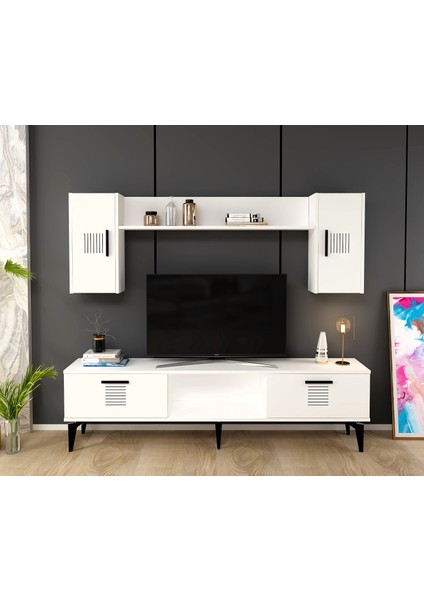 Asimoct Tv Ünitesi Takımı Beyaz-Beyaz