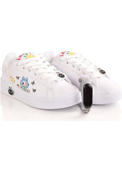 Labubu Baskılı Bağçıklı Kız Çocuk Spor Ayakkabı Sneaker(Kol Saati Hediyeli )