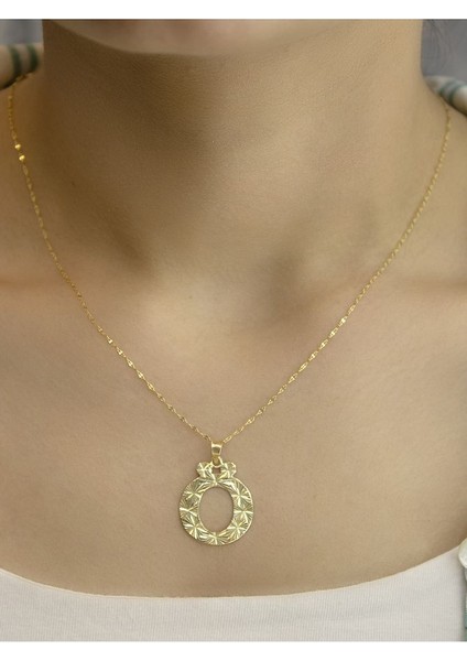 ZEYNEPLİ GOLD 14 Ayar Altın Press Füzyon Ö Harfli Kolye