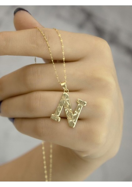 ZEYNEPLİ GOLD 14 Ayar Altın Press Füzyon N Harfli Kolye fırsatları