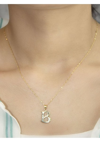 ZEYNEPLİ GOLD 14 Ayar Altın Şirin B Harfli Kolye