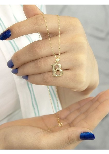 ZEYNEPLİ GOLD 14 Ayar Altın Şirin B Harfli Kolye modelleri