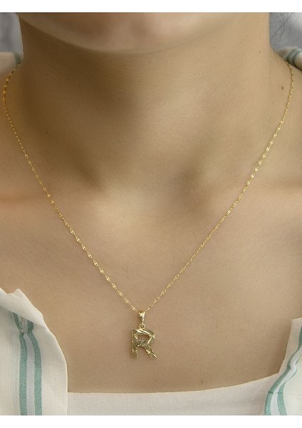 ZEYNEPLİ GOLD 14 Ayar Altın Küçük Füzyon R Harfli Kolye modelleri