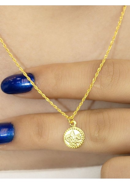 14 Ayar Altın Küçük Boy Tuğra Kolye modelleri