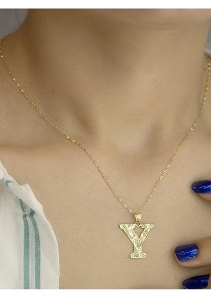 ZEYNEPLİ GOLD 14 Ayar Altın Press Füzyon Y Harfli Kolye fiyatları