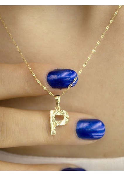 ZEYNEPLİ GOLD 14 Ayar Altın Küçük Füzyon P Harfli Kolye