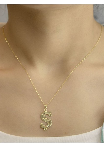 ZEYNEPLİ GOLD 14 Ayar Altın Press Füzyon Ş Harfli Kolye