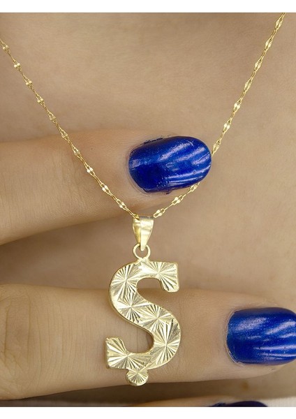 ZEYNEPLİ GOLD 14 Ayar Altın Press Füzyon Ş Harfli Kolye modelleri