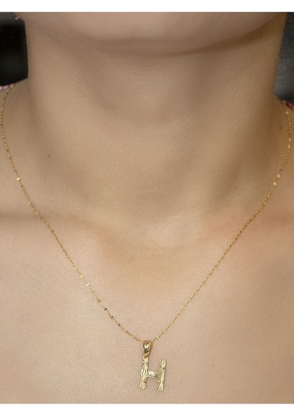 ZEYNEPLİ GOLD 14 Ayar Altın Küçük Füzyon H Harfli Kolye