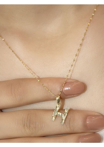 ZEYNEPLİ GOLD 14 Ayar Altın Küçük Füzyon H Harfli Kolye modelleri