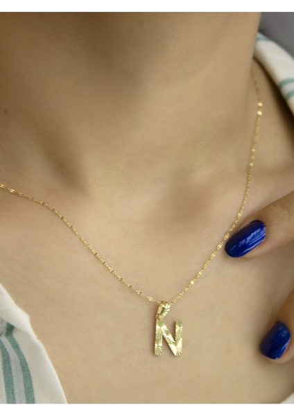 ZEYNEPLİ GOLD 14 Ayar Altın Küçük Füzyon N Harfli Kolye modelleri