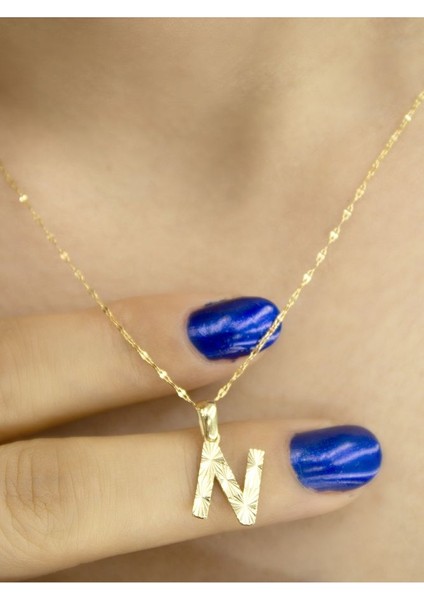 ZEYNEPLİ GOLD 14 Ayar Altın Küçük Füzyon N Harfli Kolye