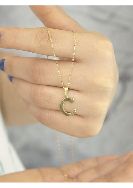 ZEYNEPLİ GOLD 14 Ayar Altın Şirin C Harfli Kolye