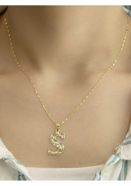 ZEYNEPLİ GOLD 14 Ayar Altın Press Füzyon S Harfli Kolye