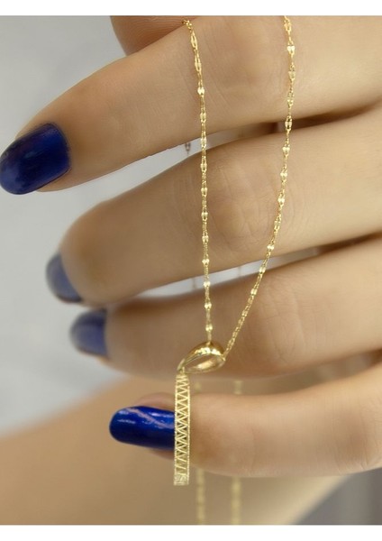ZEYNEPLİ GOLD 14 Ayar Altın Büyük Füzyon O Harfli Kolye