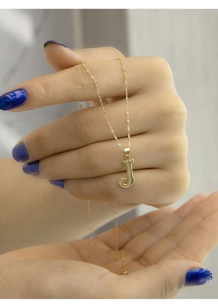 ZEYNEPLİ GOLD 14 Ayar Altın Şirin J Harfli Kolye