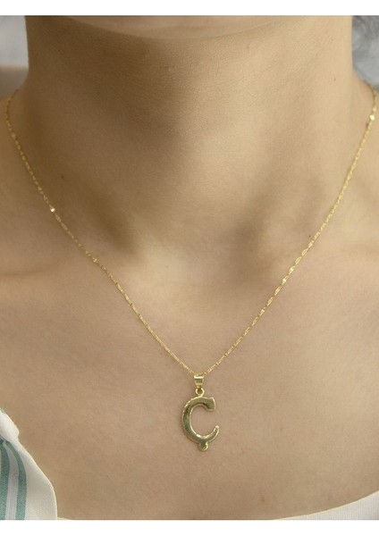 ZEYNEPLİ GOLD 14 Ayar Altın Şirin Ç Harfli Kolye modelleri