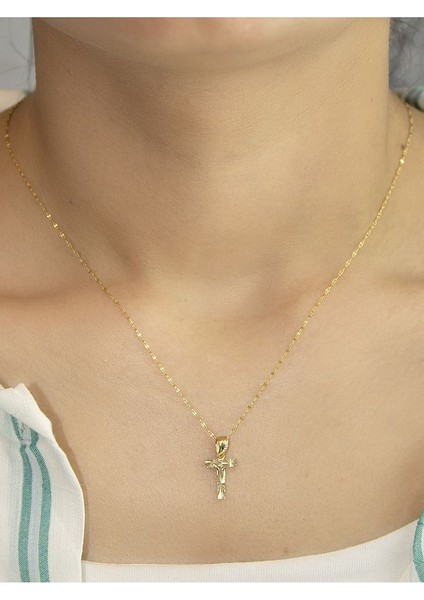 ZEYNEPLİ GOLD 14 Ayar Altın Küçük Füzyon T Harfli Kolye