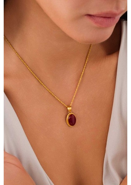 14 Ayar Altın Firuze & Akik Taşlı Kolye