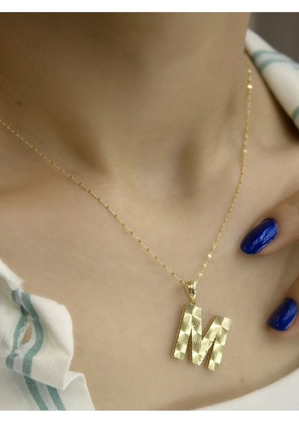 ZEYNEPLİ GOLD 14 Ayar Altın Büyük Füzyon M Harfli Kolye fırsatları