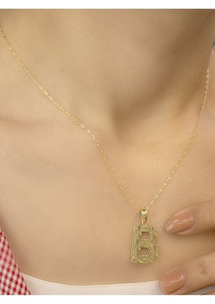 ZEYNEPLİ GOLD 14 Ayar Altın Büyük Füzyon B Harfli Kolye fiyatları