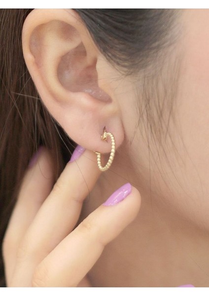 14 Ayar Altın Küçük Topçuk Halka Küpe