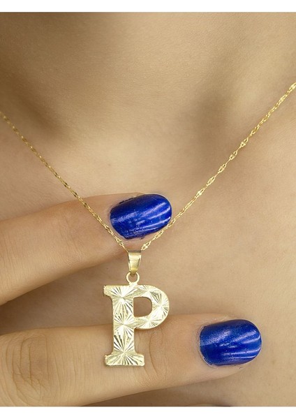 ZEYNEPLİ GOLD 14 Ayar Altın Press Füzyon P Harfli Kolye modelleri