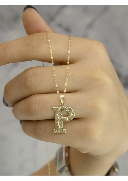 ZEYNEPLİ GOLD 14 Ayar Altın Press Füzyon P Harfli Kolye fırsatları