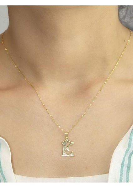 ZEYNEPLİ GOLD 14 Ayar Altın Şirin E Harfli Kolye