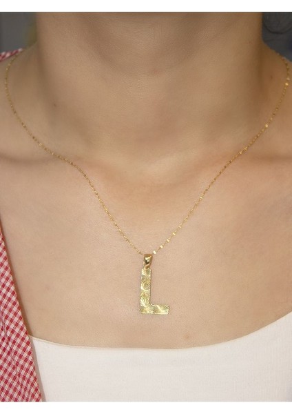 ZEYNEPLİ GOLD 14 Ayar Altın Büyük Füzyon L Harfli Kolye